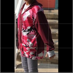 Pink/Red Camo Hybrid Hoodie Jacket